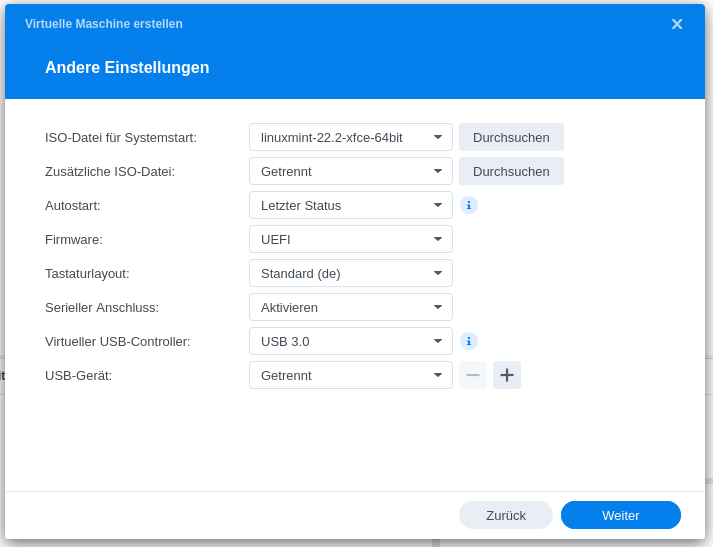 das heruntergeladene Installationsmedium angeben