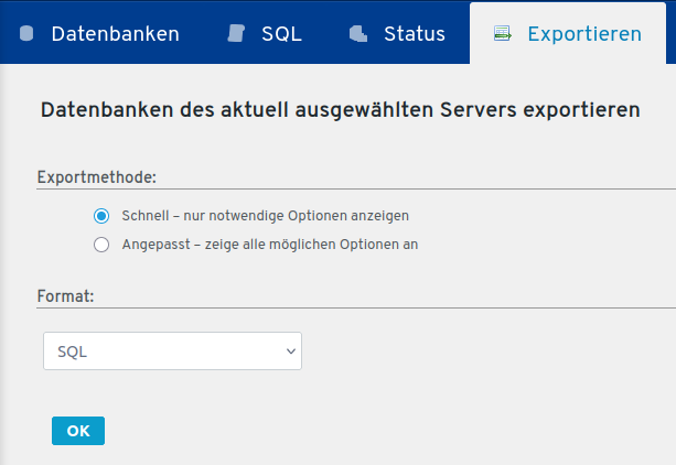 Backup der Datenbank